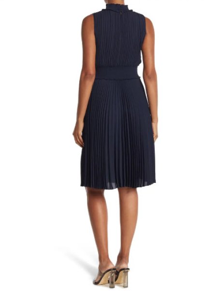 画像2: セール!Nanette Nanette Lepore ナネットレポー    Pleated Sleeveless Dress  ネイビー系 (2)