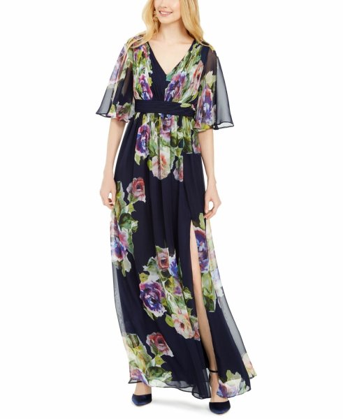 画像1: セール！Adrianna Papell アドリアナパペル  Printed Chiffon Ballgown (1)