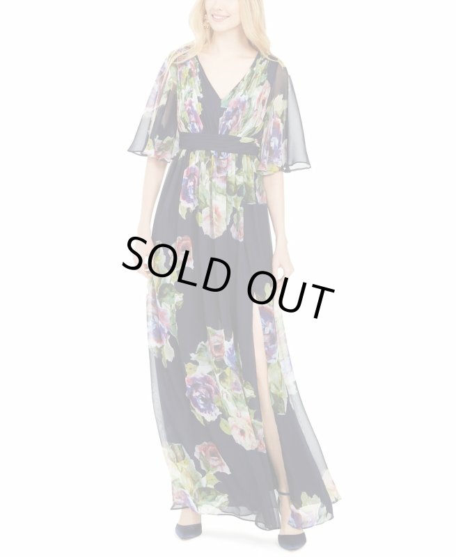 画像1: 1点のみ即発！Adrianna Papell アドリアナパペル  Printed Chiffon Ballgown (1)