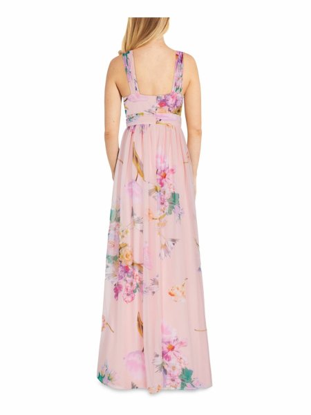 画像2: 再入荷、即発！Adrianna Papell アドリアナパペル  花柄ホルターネックロングドレス　BLUSH  08132 (2)