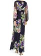 画像3: セール！Adrianna Papell アドリアナパペル  Long Sleeve Floral Print Chiffon Gown ネイビー (3)