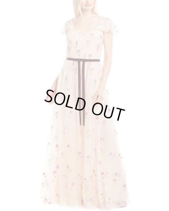 画像1:  Marchesa Notte マルケッサノッテ　花柄メッシュレースロングドレス　 (1)