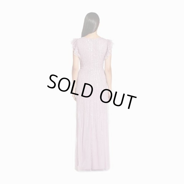 画像2: Adrianna Papell アドリアナパペル  LONG SEQUIN FLUTTER SLEEVE DRESS  ライラック (2)