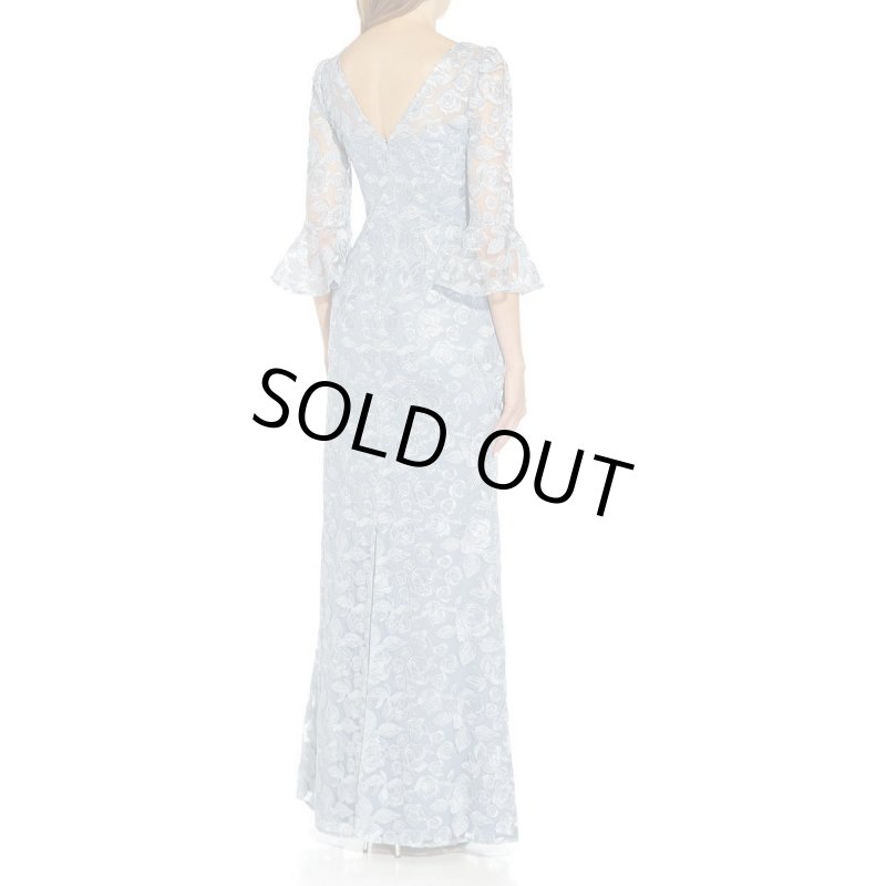 画像2: Adrianna Papell アドリアナパペル　花柄刺繍イブニングドレス　ブルー系 (2)