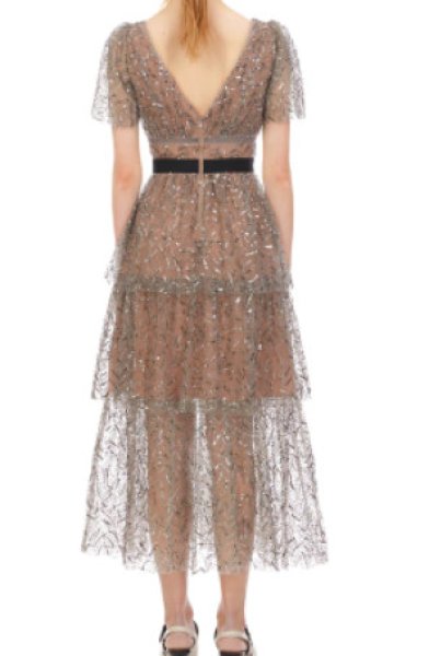 画像3: 【吉岡里帆さん着用】Self Portrait セルフポートレート Leaf sequin midi dress  6401 (3)