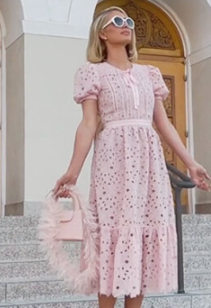 画像4: 【パリスヒルトン愛用】Self Portrait セルフポートレート Blush Guipure Midi Dress (4)