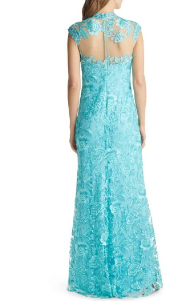 画像2: セール!Tadashi Shoji タダシショージ  QARA EMBROIDERED GOWN ブルー系 (2)