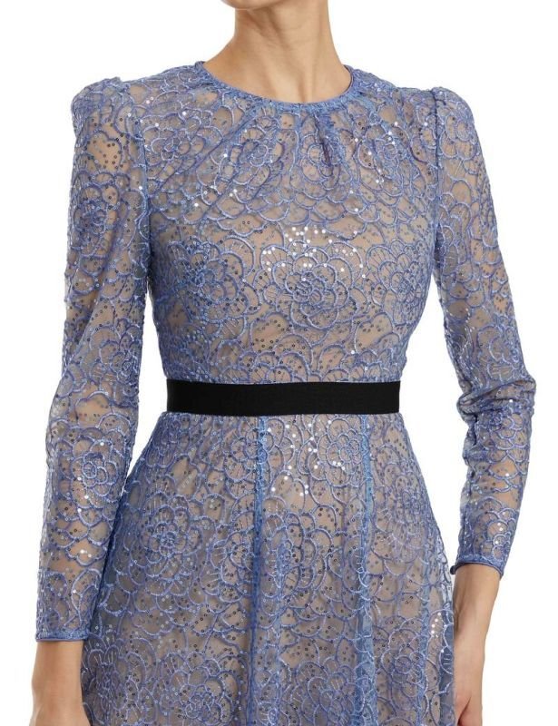 画像3: 【パリスヒルトン愛用】Self Portrait　セルフポートレート　 Blue Flower Sequin Midi Dress (3)