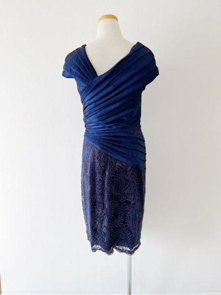 画像6: 限定セール!Tadashi Shoji タダシショージ  Larch ドレープタフタドレス ブルー、ネイビー系 (6)