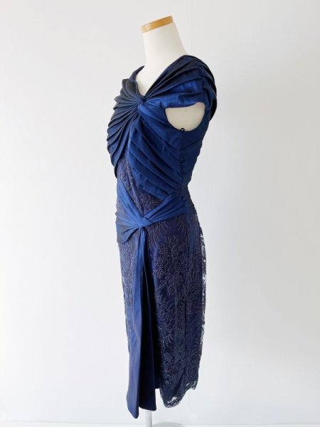 画像5: 限定セール!Tadashi Shoji タダシショージ  Larch ドレープタフタドレス ブルー、ネイビー系 (5)