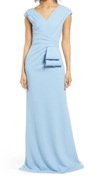 画像1: セール！Tadashi Shoji  タダシショージ   ASIER TEXTURED CREPE GOWN ブルー系 (1)