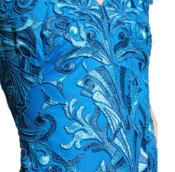 画像3: Tadashi Shoji タダシショージ   LONNIE EMBROIDERED TULLE GOWN ブルー系 (3)