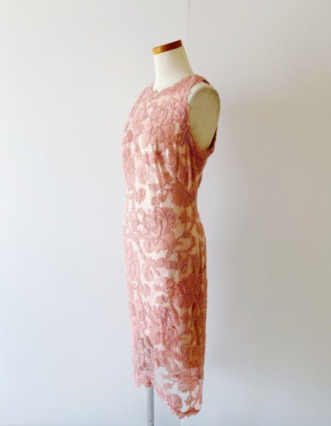 画像4: 即発!Tadashi Shoji  タダシショージ Sleeveless Hi-Lo Lace Dress  petal bloom ピンク系 (4)