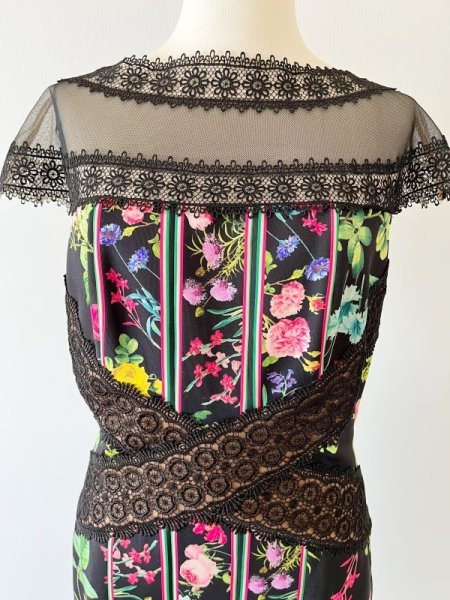 画像8: Tadashi Shoji タダシショージ Missy-8 Sheer Floral Sheath Dress ブラック (8)