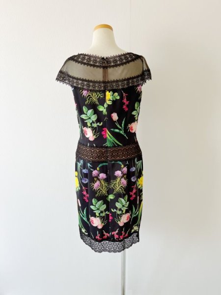 画像7: Tadashi Shoji タダシショージ Missy-8 Sheer Floral Sheath Dress ブラック (7)