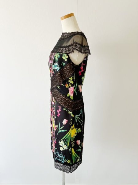 画像6: Tadashi Shoji タダシショージ Missy-8 Sheer Floral Sheath Dress ブラック (6)