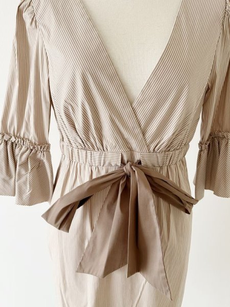画像2: 1点のみ即発!BCBGMAXAZRIA     ウエストリボンストライプドレス (2)