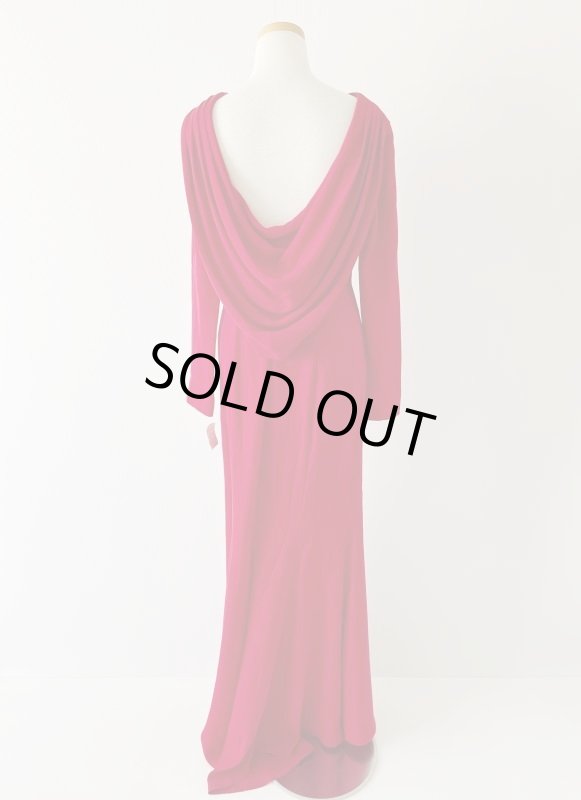 画像5: 即発！レア！Tadashi Shoji  タダシショージ　ドレープバックロングスリーブドレス　レッド (5)