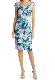 Tadashi Shoji タダシショージ EDITH 花柄プリントドレス ブルー