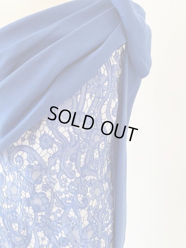 画像4: 1点のみ即発！Tadashi Shoji  タダシショージ  　AHMAYA ASYMMETRIC GOWN  ブルー系 (4)