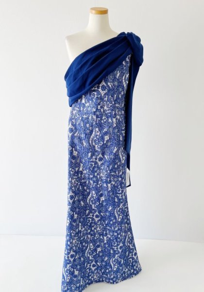 画像3: 1点のみ即発!Tadashi Shoji  タダシショージ   AHMAYA ASYMMETRIC GOWN  ブルー系 (3)