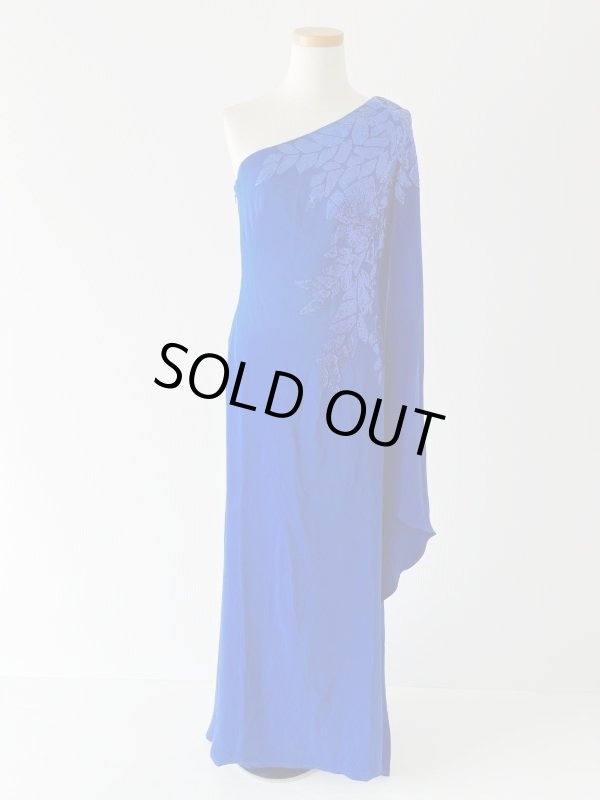 画像5: 【藤原紀香さん、アンミカさんご着用】Tadashi Shoji タダシショージ  ケープスリーブワンショルダードレス　ブルー (5)