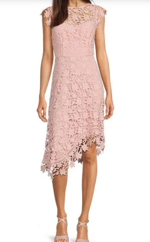 画像1: 【Alexis Gaube、Dylan Dreyer着用】Eliza J  イライザジェイ 　レースアシンメトリックドレス   ピンク系  41902 (1)