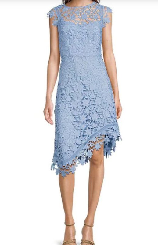 画像1: 【Alexis Gaube着用】Eliza J  イライザジェイ 　レースアシンメトリックドレス   ブルー系  41902 (1)