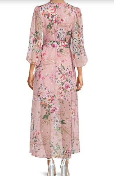 画像2: 【Dylan Dreyer着用】Eliza J 　ウエストリボン付き花柄シフォンドレス (2)