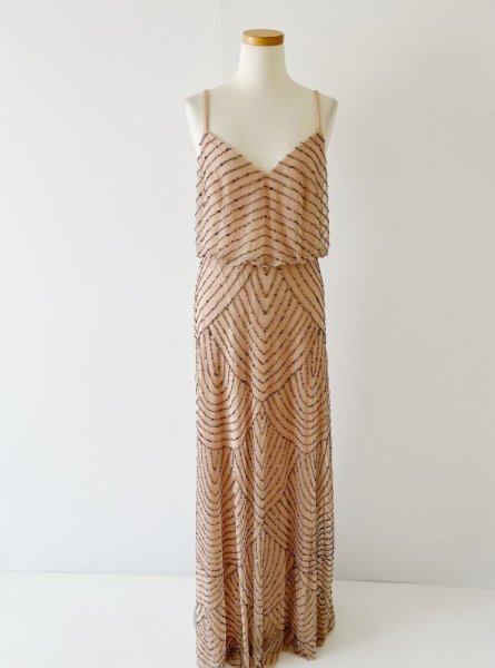 画像5: ドラマ【プリティリトルライヤーズ使用】Adrianna Papell　アドリアナパペル　　Beaded Blouson Dress　Taupe Pink　 (5)