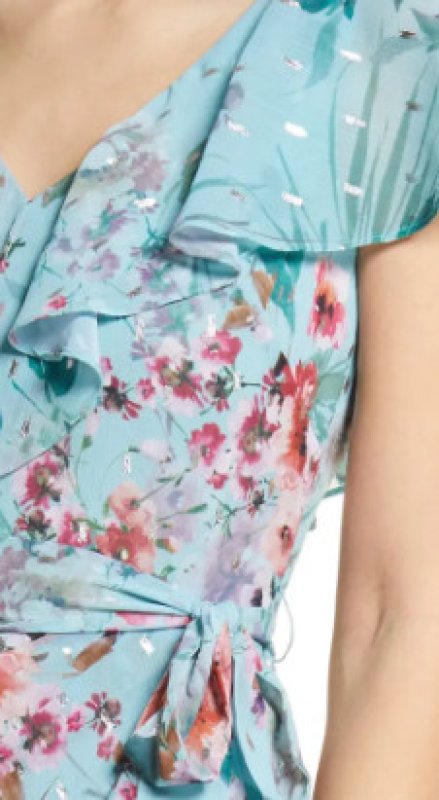 画像4: Eliza J  イライザジェイ　Floral Print Metallic Clip Dot Chiffon dress  4207 (4)