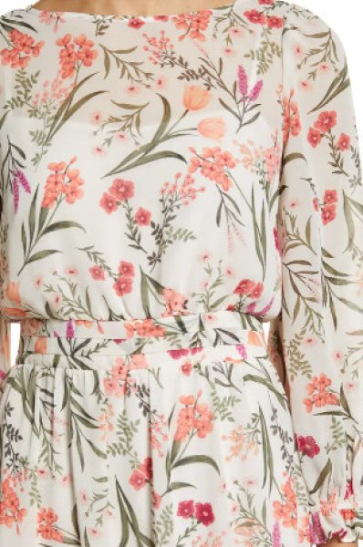 画像4: Eliza J イライザジェイ　花柄ボートネックミディドレス (4)