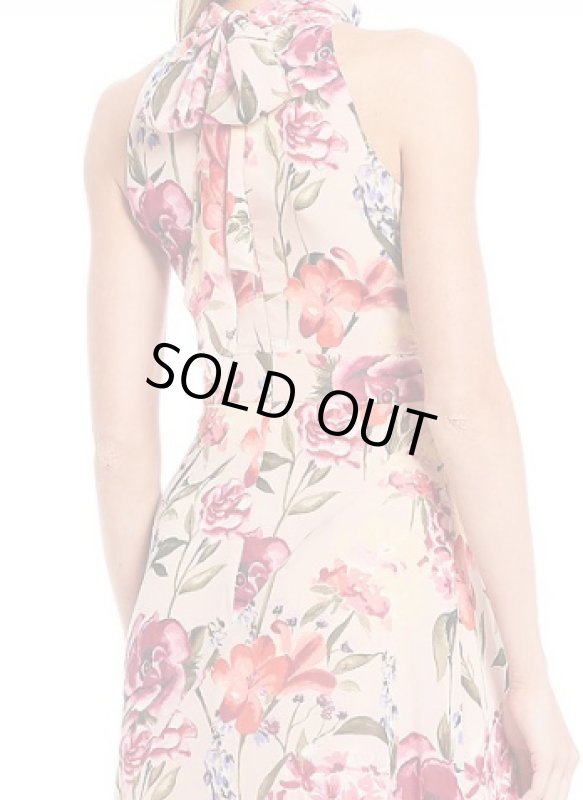画像3: Eliza J  イライザジェイ　花柄ホルターキャスッケードラッフルマキシドレス　ピンク系 (3)