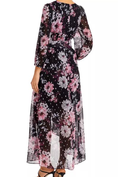 画像2: Eliza J イライザジェイ Floral Metallic Fleck High/Low Dress (2)