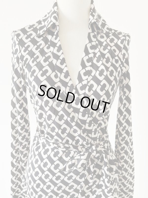 画像3: 即発！【パリスヒルトン愛用】Diane von Furstenberg　ダイアンフォンファステンバーグ　 New Jeanne Two Wrap Dress　Chainlink Black  83001 (3)
