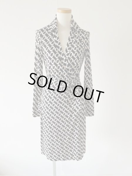 画像1: 即発！【パリスヒルトン愛用】Diane von Furstenberg　ダイアンフォンファステンバーグ　 New Jeanne Two Wrap Dress　Chainlink Black  83001 (1)