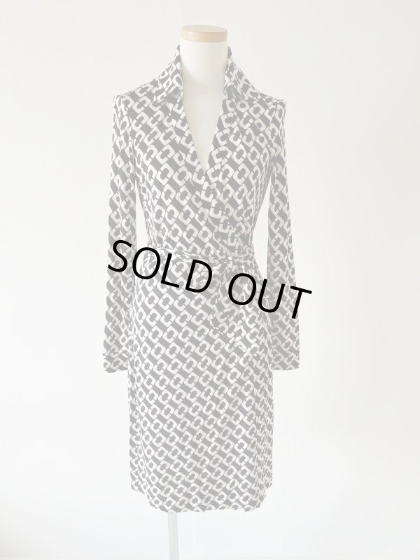 画像1: 即発！【パリスヒルトン愛用】Diane von Furstenberg　ダイアンフォンファステンバーグ　 New Jeanne Two Wrap Dress　Chainlink Black  83001 (1)