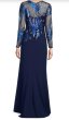 画像2: Tadashi Shoji  タダシショージ　ELWOOD EMBROIDERED CREPE GOWN　ブルー、ネイビー系 (2)