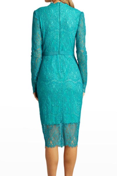 画像2: セール!Tadashi Shoji タダシショージ   EDMUND LONG SLEEVE LACE DRESS ブルー、グリーン系 (2)