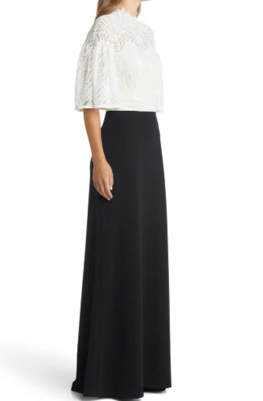 画像4: セール！Tadashi Shoji タダシショージ  ANGELO CONTRAST ILLUSION GOWN 　ブラック、ホワイト  12201 (4)