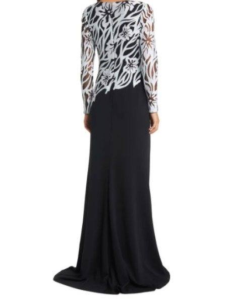 画像2: Tadashi Shoji  タダシショージ JUANITA SEQUIN-EMBELLISHED GOWN ブラック・ホワイト (2)