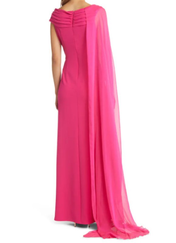 画像2: セール！Tadashi Shoji  タダシショージ   SHERMAN CAPE SLEEVE GOWN　ピンク  03284 (2)