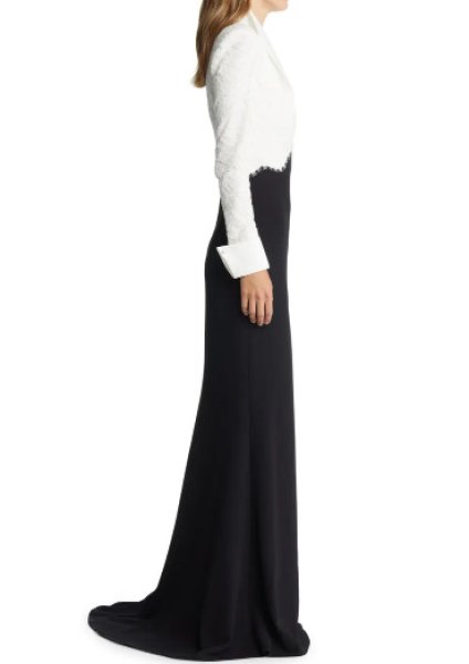 画像3: Tadashi Shoji タダシショージ  Lace Two-Tone Crepe Gown  ブラック、ホワイト (3)