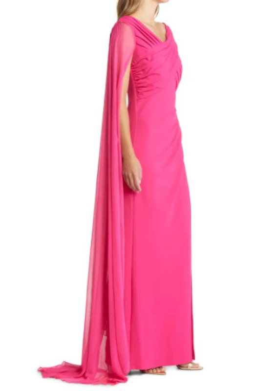 画像3: セール！Tadashi Shoji  タダシショージ   SHERMAN CAPE SLEEVE GOWN　ピンク  03284 (3)