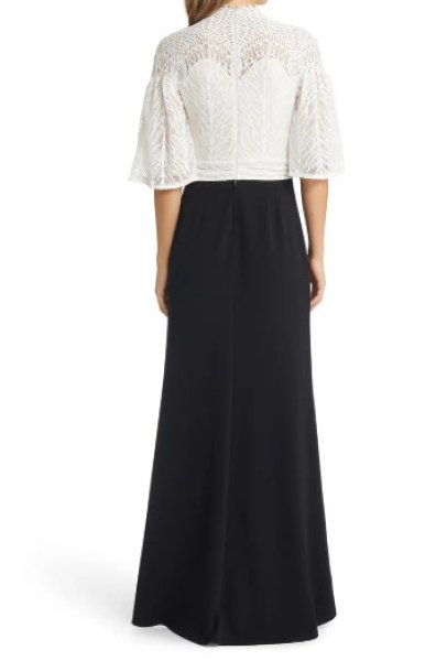 画像3: セール!Tadashi Shoji タダシショージ  ANGELO CONTRAST ILLUSION GOWN  ブラック、ホワイト  12201 (3)
