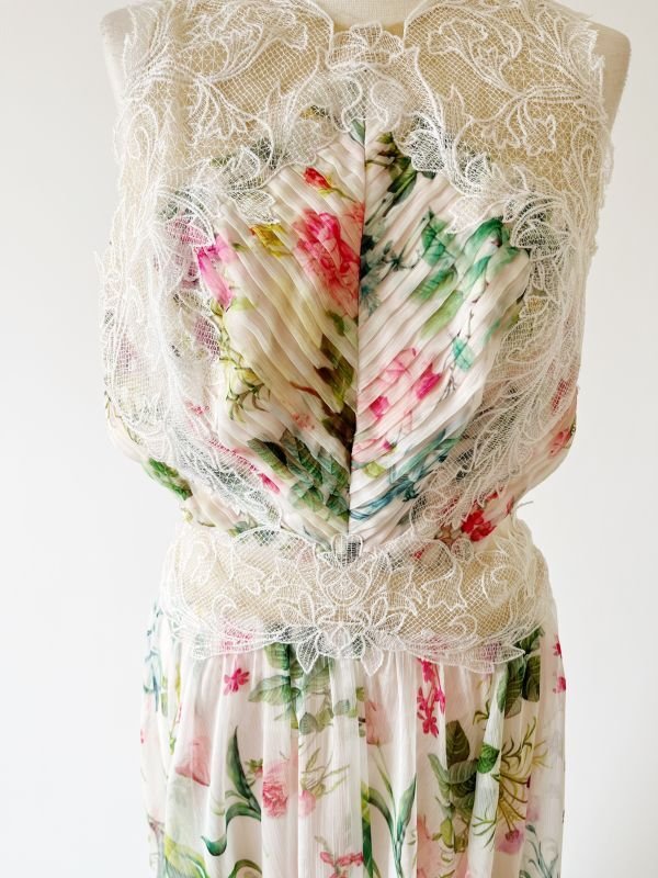 画像5: 再販売【ミランダカー愛用】Tadashi Shoji タダシショージ　LUCIE 花柄×レース ロングフォーマルドレス ホワイト 演奏会・パーティー対応 (5)