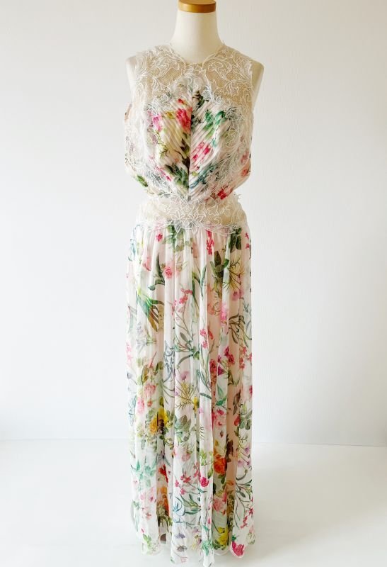 画像3: 再販売【ミランダカー愛用】Tadashi Shoji タダシショージ　LUCIE 花柄×レース ロングフォーマルドレス ホワイト 演奏会・パーティー対応 (3)