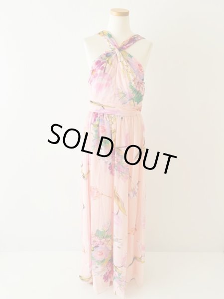 画像4: 再入荷、即発!Adrianna Papell アドリアナパペル  花柄ホルターネックロングドレス BLUSH  08132 (4)