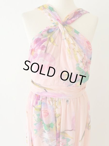 画像5: 再入荷、即発!Adrianna Papell アドリアナパペル  花柄ホルターネックロングドレス BLUSH  08132 (5)