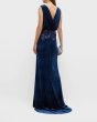 画像2: セール！Tadashi Shoji タダシショージ 　DUNSTAN BACK DRAPE VELVET GOWN  ネイビー  11109 (2)